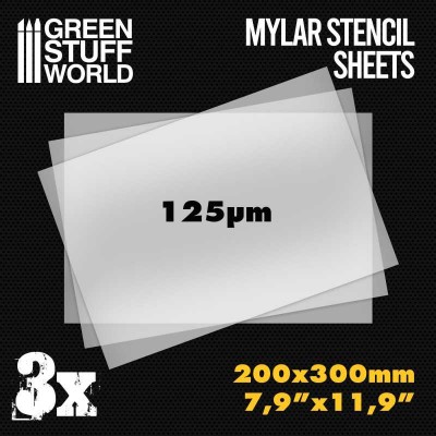 MYLAR STENCIL SHEETS A4 SIZE - 3 PCS - GREEN STUFF 10353